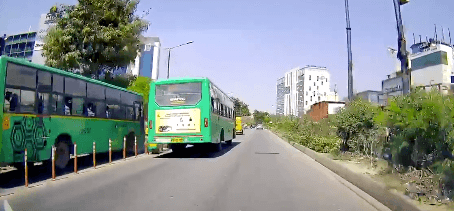 Bus Priority Lane: BMTC driver crushes bollards to overtake another bus 6